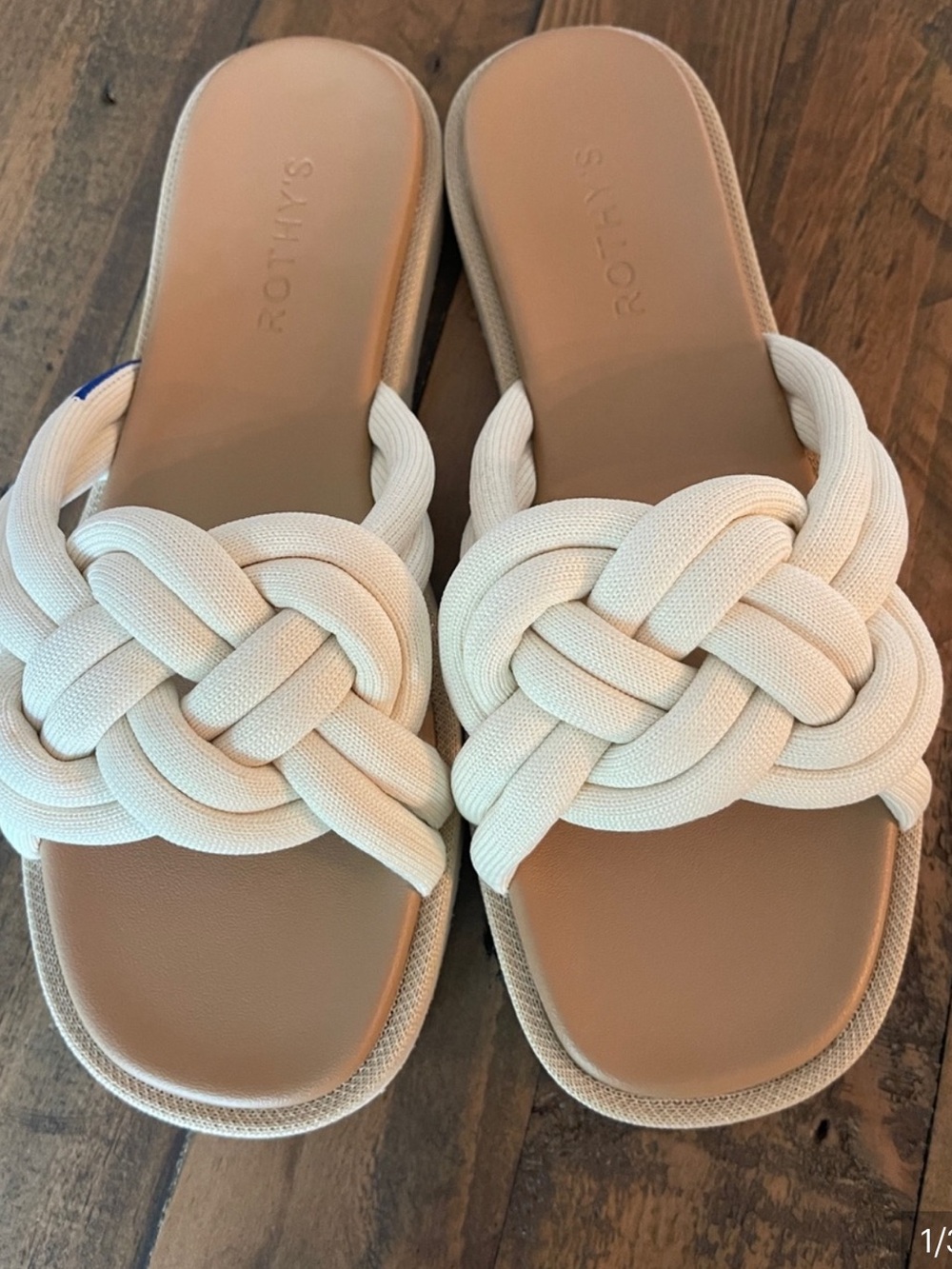 Rothy's The Knot Slide Sandal in White , NWT, size 7
